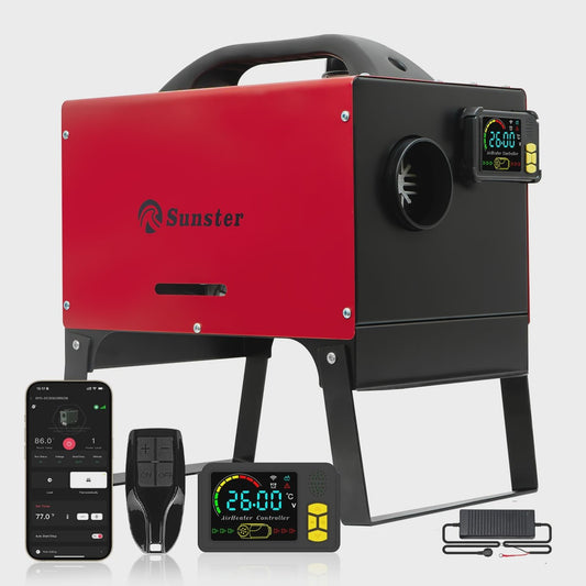 8KW Diesel Parkeerverwarming met Bluetooth, LCD & Thermostaat - Stil & Universeel (12V/24V/230V)