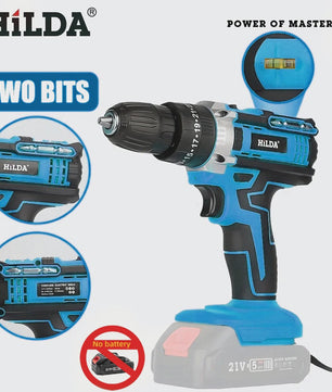 HILDA 21V Accuboormachine - 25+3 Koppelstanden, Draadloos & Makita Compatibel