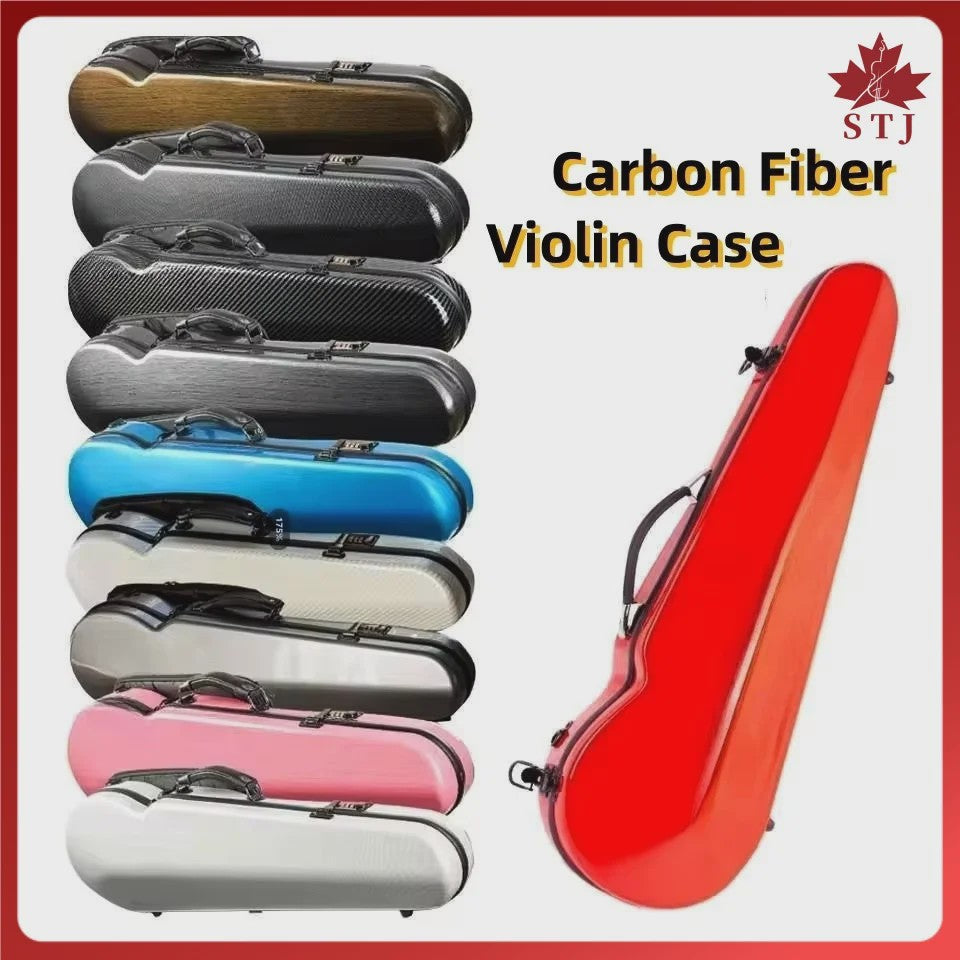 Multicolor Carbon Fiber Vioolkist 4/4 & 3/4 met Hygrometer - Lichtgewicht & Duurzaam
