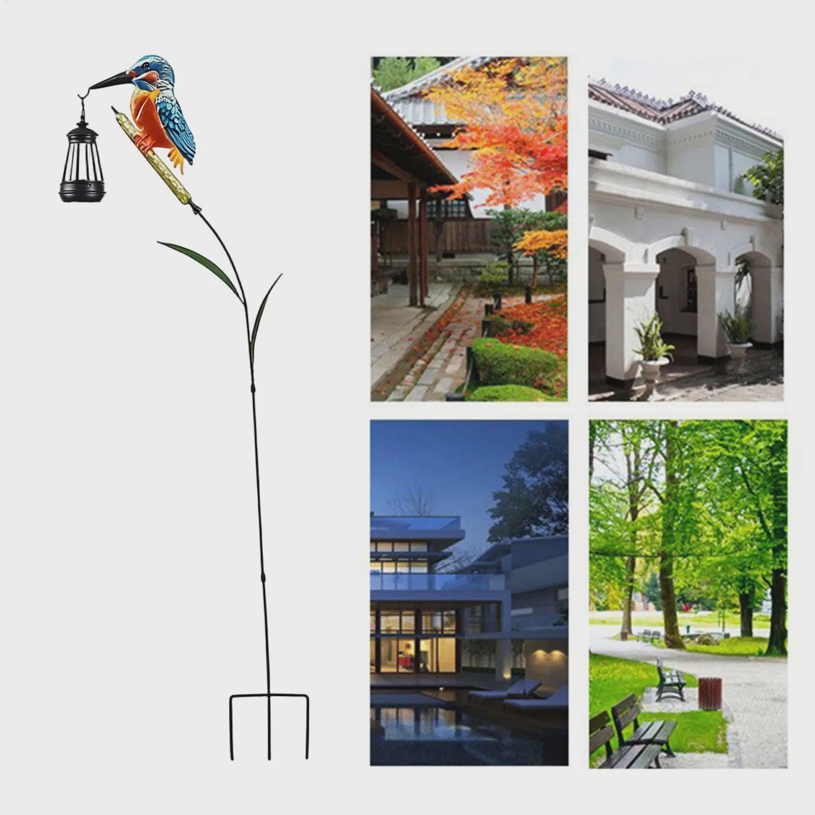 Zonne-energie IJsvogel Tuinlamp met Lantaarn - Waterdicht & Decoratief