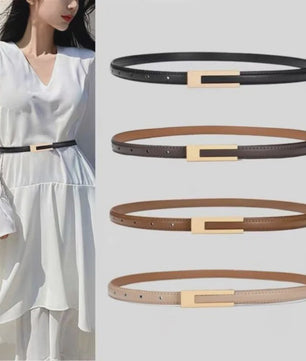Dames Smalle Taille Riem van PU Leer met Metalen Gesp - Verstelbaar Mode Accessoire