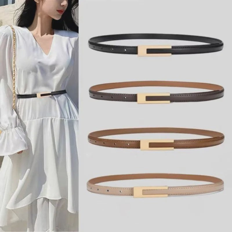Dames Smalle Taille Riem van PU Leer met Metalen Gesp - Verstelbaar Mode Accessoire