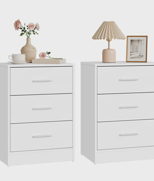 Set van 2 Moderne Nachtkastjes met 3 Lades - Stijlvolle Bijzettafels voor Slaapkamer en Woonkamer