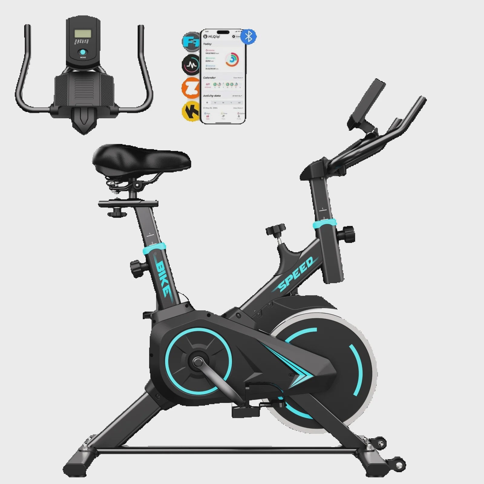 Indoor Spinning Fiets met App Connectie & LCD Display - Ultra Stil & Verstelbare Weerstand