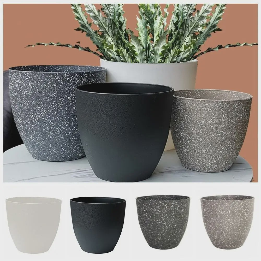 Stijlvolle Kunststof Bloempotten met Steenlook - Duurzaam & Europees Design