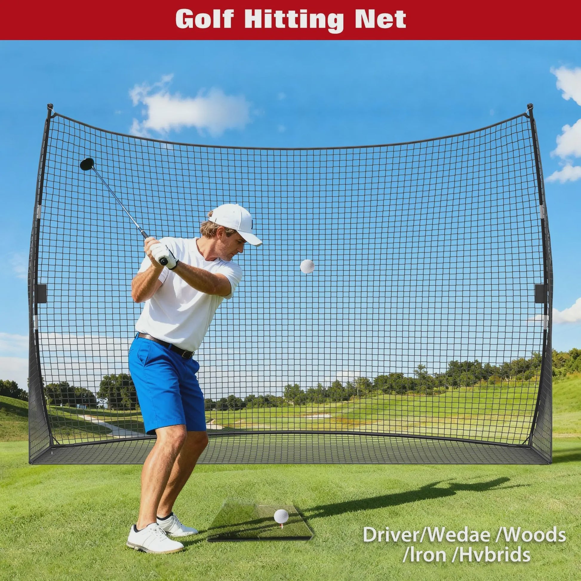 Golf Oefennet 305x217cm - Draagbaar Golf Net voor Achtertuin, Inclusief Draagtas
