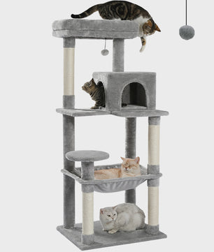 Grote Kattenboom met 5 Niveaus, Hangmat en Krabpalen voor Grote Katten