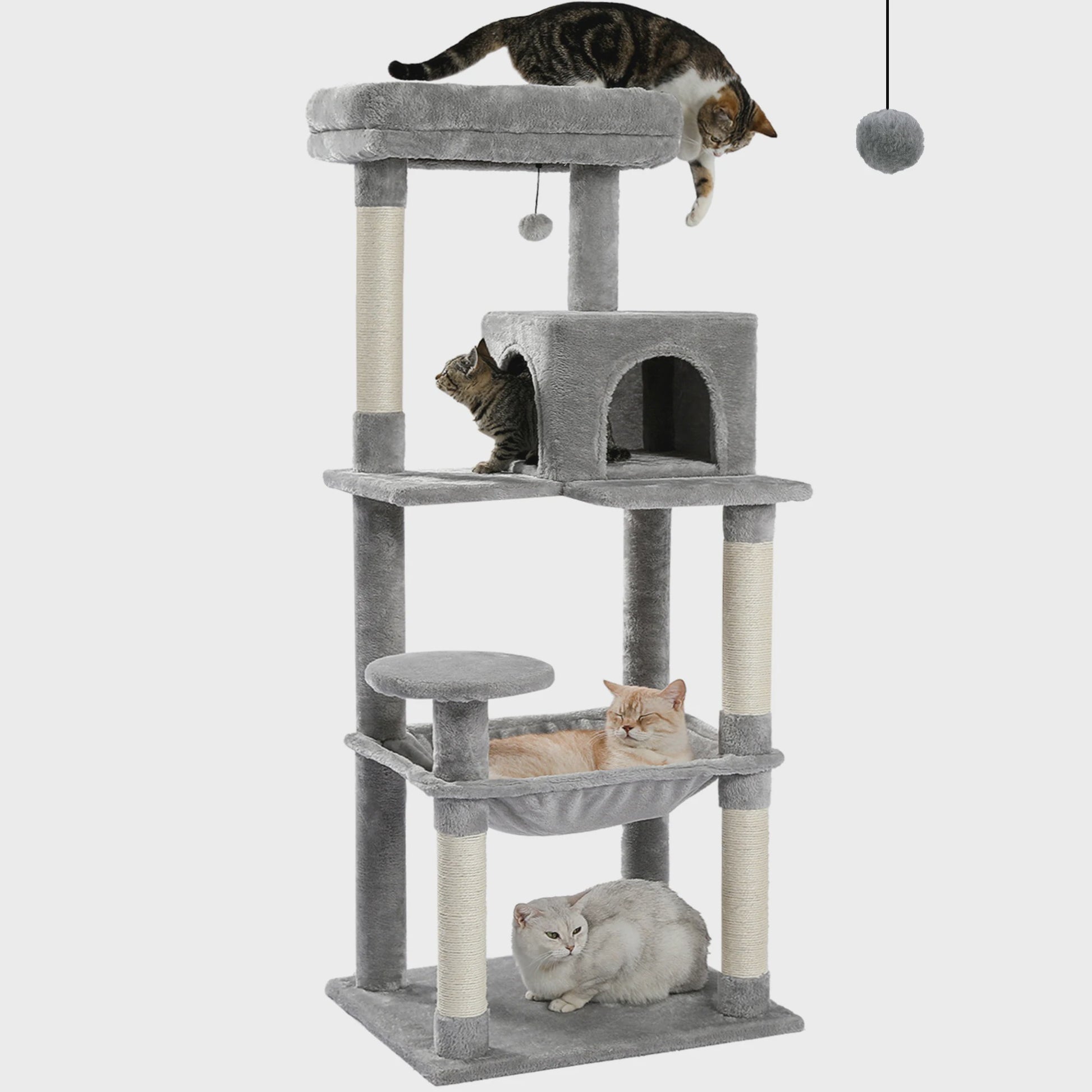 Grote Kattenboom met 5 Niveaus, Hangmat en Krabpalen voor Grote Katten