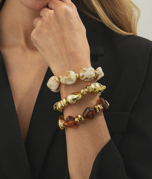 Set van 3 Bohemian Kralenarmbanden - Vintage Stijl Acryl & Goudkleurig