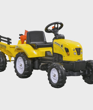 Gele Trap tractor met Aanhanger voor Kinderen - Rijplezier tot 35 kg
