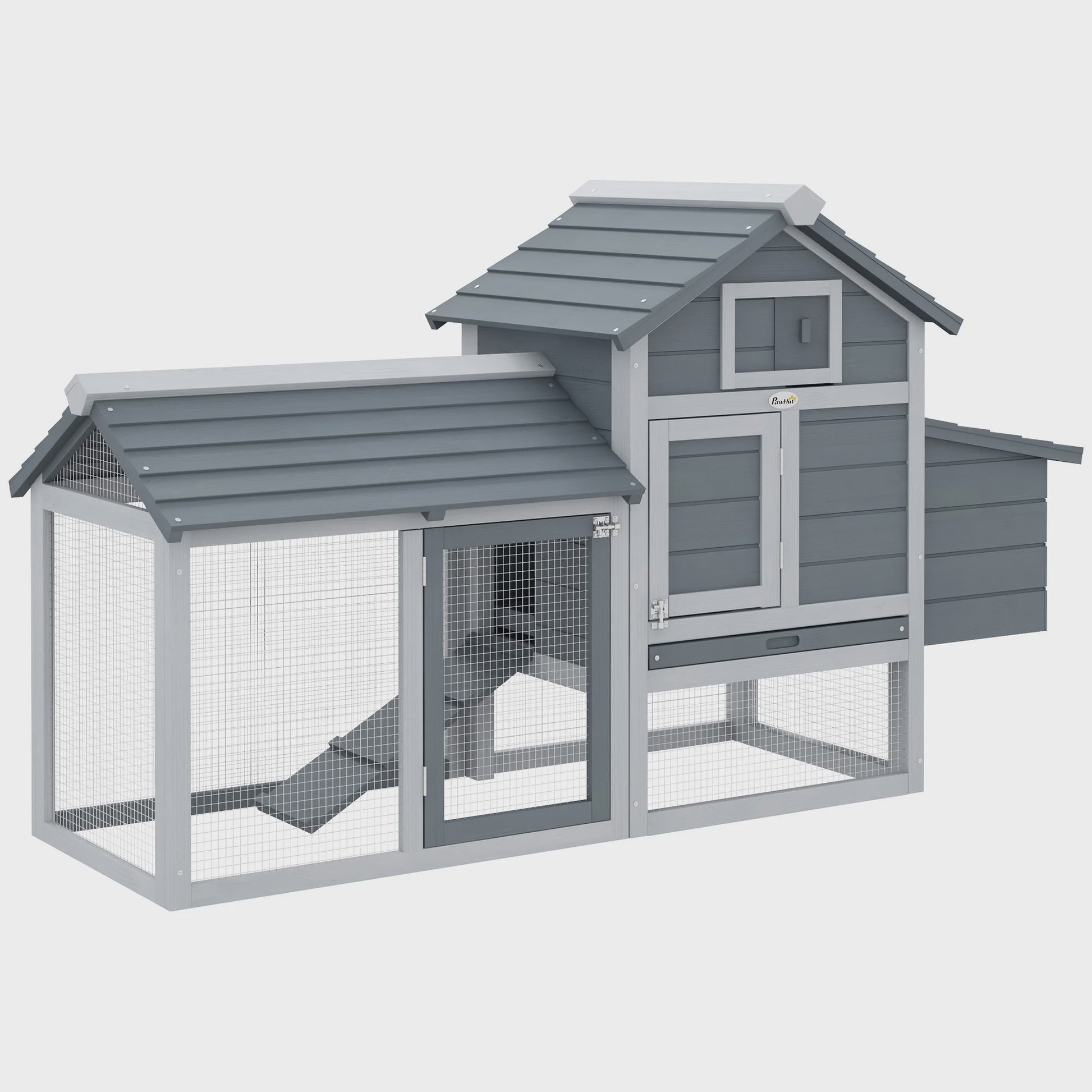 PawHut Kippenhok Cottage met Verhoogd Frame - 150.5x54x87 cm