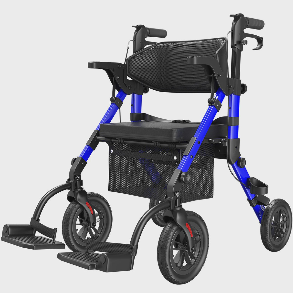Lichtgewicht Opvouwbare Rollator Walker met Zitje & Transportrolstoelfunctie