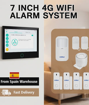 Kerui Alarmsysteem met 7-inch Touchscreen, 4G WiFi en Tuya Smart Integratie