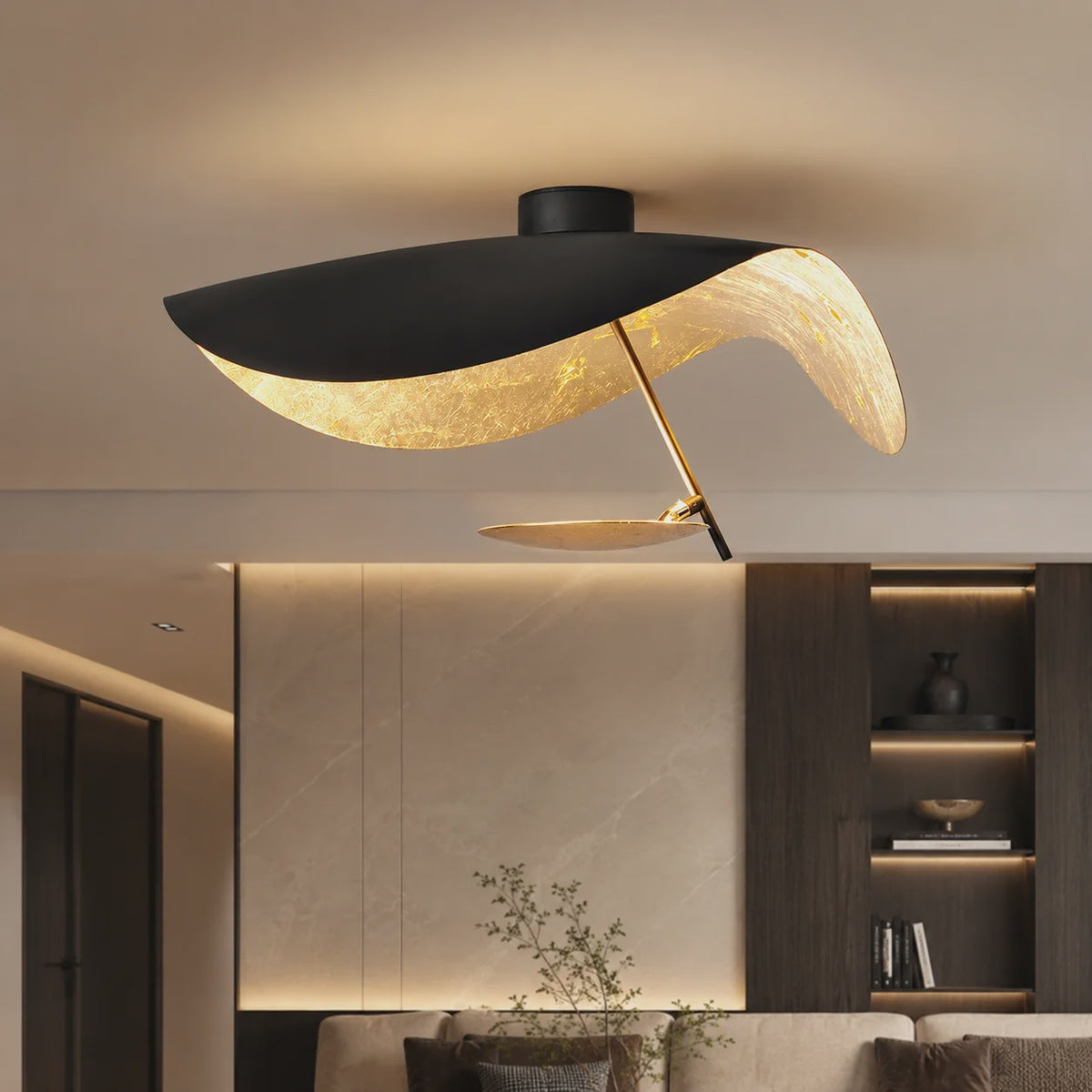 Moderne LED Plafondlamp Schotelvorm Goudkleurig Interieur - SediaXL