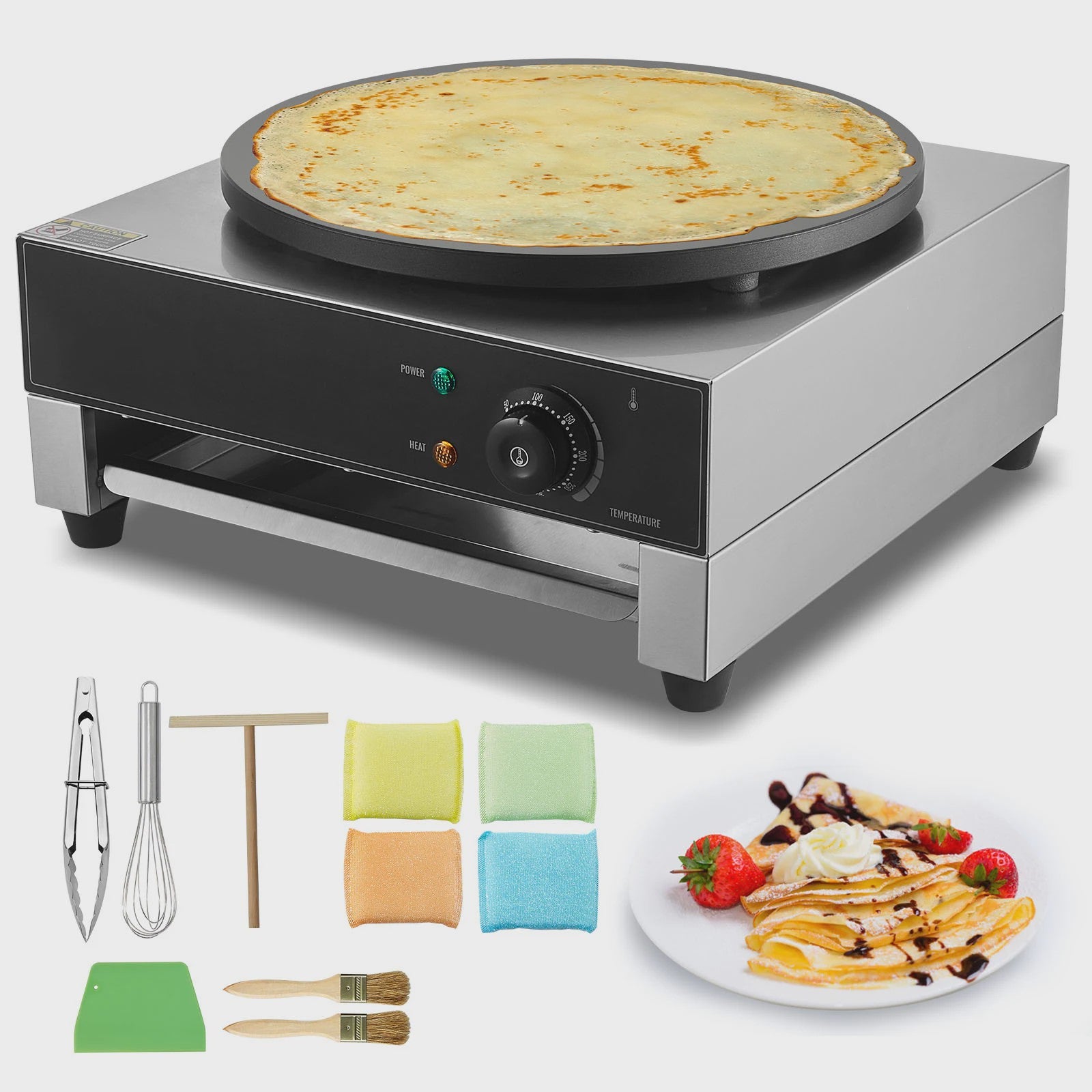 Professionele Crêpemaker 16 Inch - Elektrisch, Anti-aanbak & Krachtig