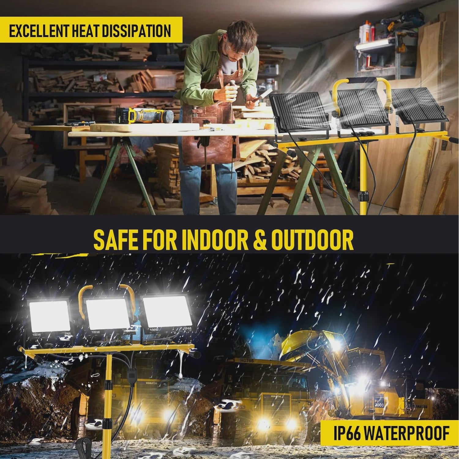 300W LED Werkverlichting met Verstelbaar Statief - IP66 Waterdicht & Draagbaar