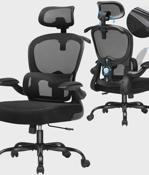 Ergonomische bureaustoel met 3D hoofdsteun, lendensteun en geïntegreerde kledinghaak