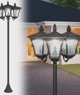 Outsunny Solar LED Tuinlamp met 3 Lampenkappen - H.182.5 cm - IP44