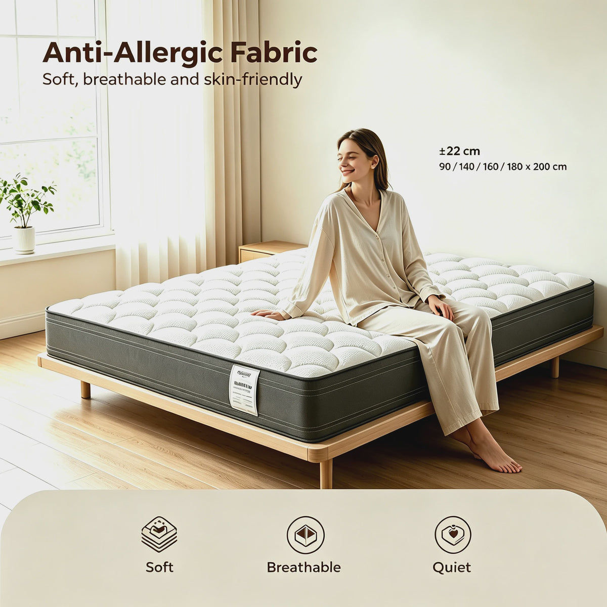 LUVANZA Hybride Matras 7-Zones | Pocketvering & Comfortschuim | H4 Stevig voor Zwaarder Gewicht