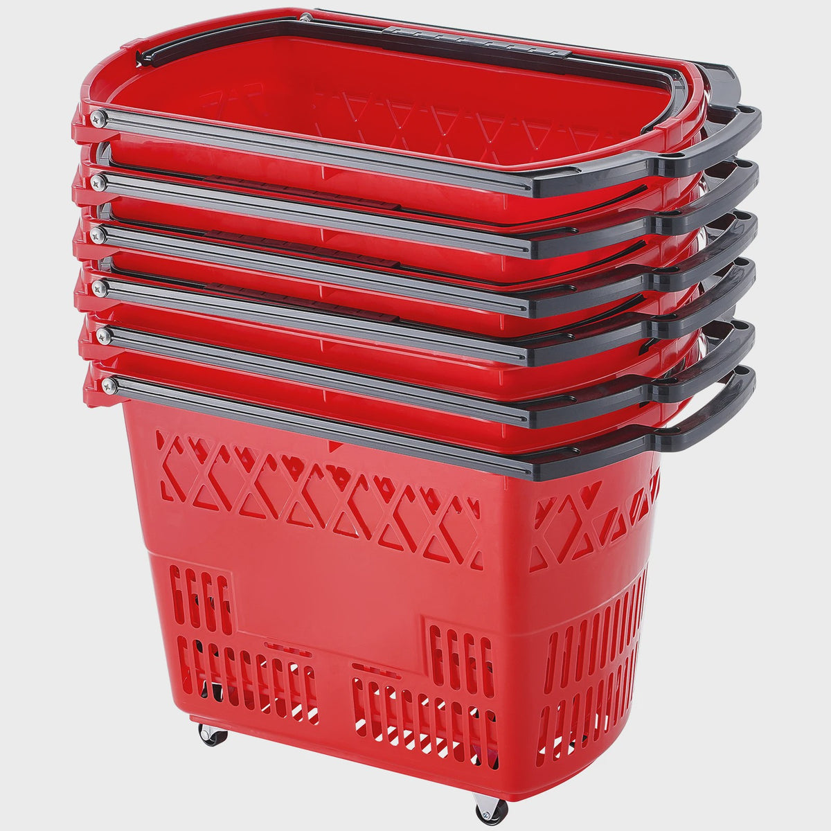 Set van 6xBoodschappenmanden met Wielen - 39L Draagbaar & Rolbaar
