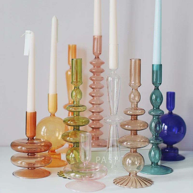 Set van 10 Luxe Glazen Kandelaars - Sfeervolle Decoratie voor Woonkamer, Bruiloft & Feest