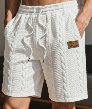 Heren Casual Shorts met Koord - Wit, Ademend & Los - 5 Inch Binnenbeenlengte