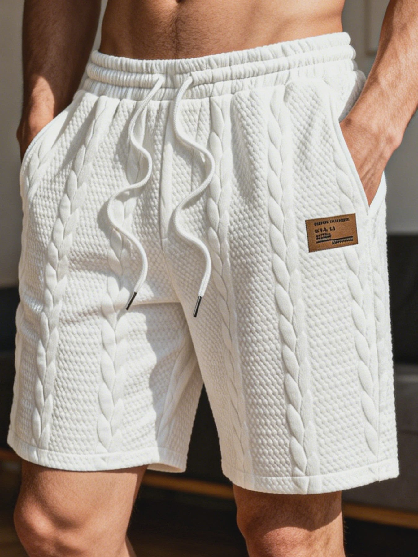 Heren Casual Shorts met Koord - Wit, Ademend & Los - 5 Inch Binnenbeenlengte