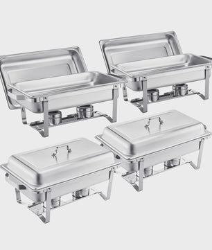 RVS Chafing Dish Buffet Set 8Qt - 4 of 6 Stuks - Catering Warmer met Deksel