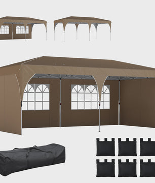 Outsunny Partytent 6x3m - Snel Opzetbaar, Waterdicht & UV-beschermend met Reflecterende Strips