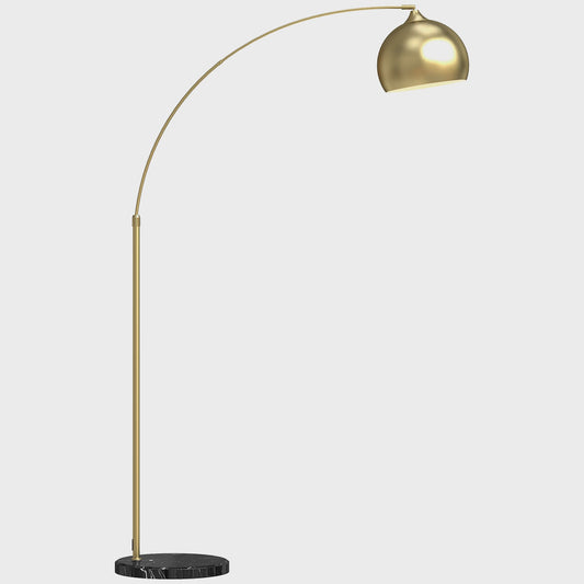 Moderne Boog Vloerlamp Goud - Verstelbaar, E27 Fitting, Voetschakelaar - Stijlvolle Leeslamp voor Woonkamer, Slaapkamer, Kantoor (110-180cm)