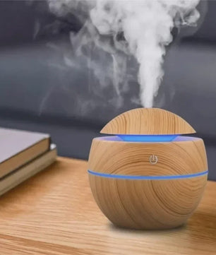 Mini USB Luchtbevochtiger & Aroma Diffuser met Houtnerf Design
