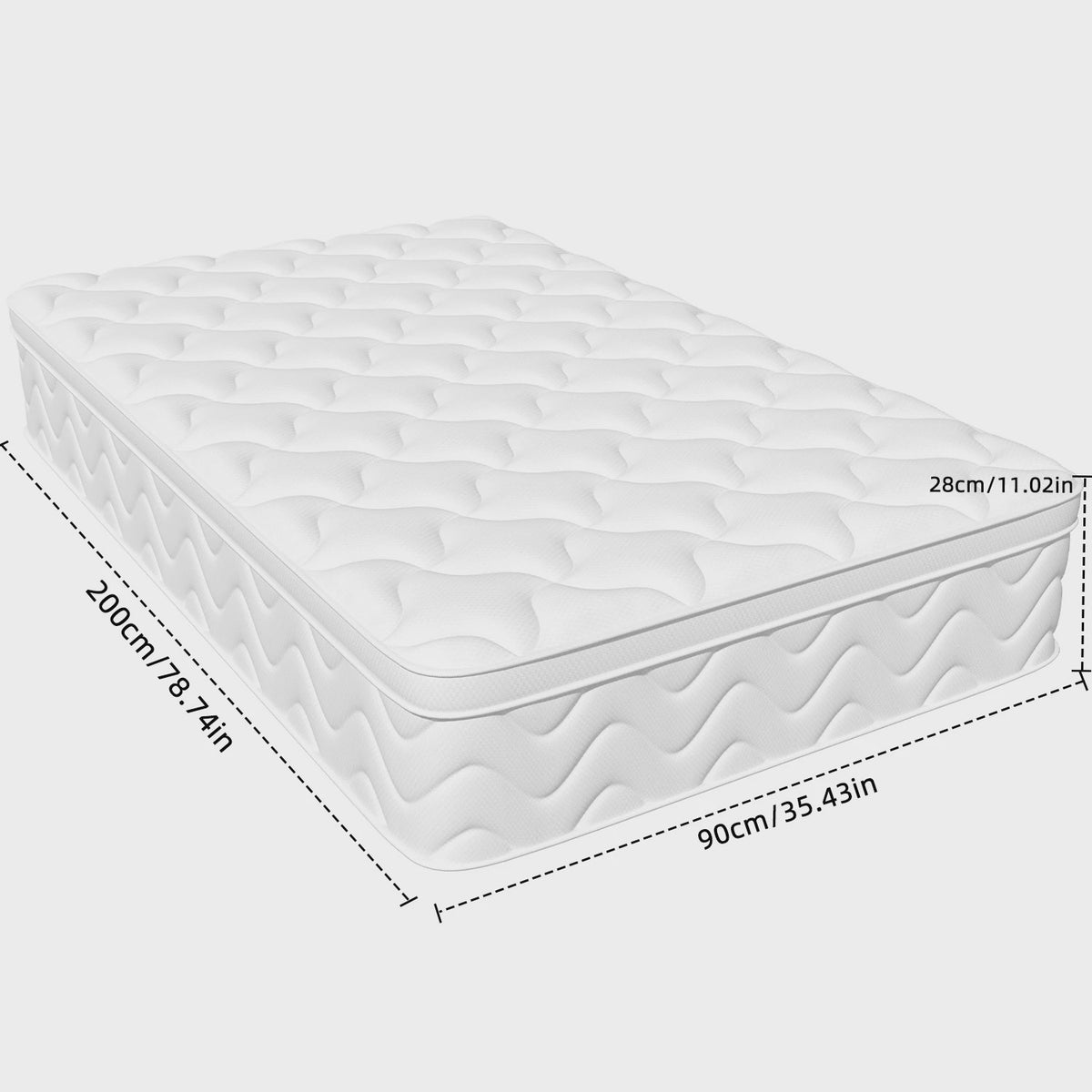 Pocketvering Matras 90x200 - 7-Zone Comfort voor Kinderen en Volwassenen