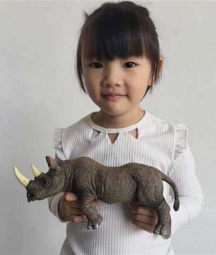 Grote Realistische Zwarte Neushoorn Speelgoedfiguur - 27.5cm PVC Wild Dier Model