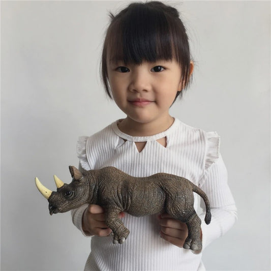 Grote Realistische Zwarte Neushoorn Speelgoedfiguur - 27.5cm PVC Wild Dier Model