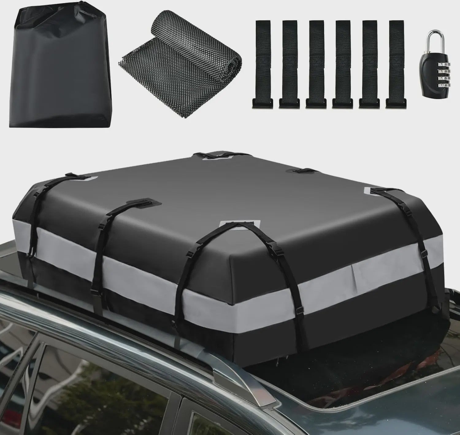 Waterdichte Dakkoffer 420L met Combinatieslot, Haken & Mat - Universeel voor Alle Auto's