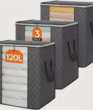 3x XL Opbergzakken 120L voor Kleding & Dekbedden - Opvouwbaar met Versterkte Handvatten