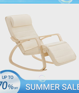 Luxe Schommelstoel Beige met Verstelbare Voetensteun & Draaifunctie | Comfortabel Relaxen