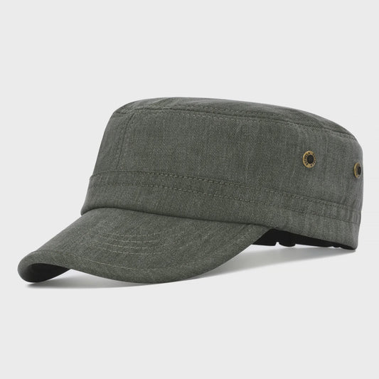 Verstelbare Katoenen Twill Militaire Pet voor Heren en Dames - Vintage Stijl Flat Top Cap