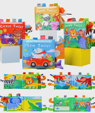 Interactief Stoffen Babyboek met Staartjes - Leerzaam en Veilig Speelgoed