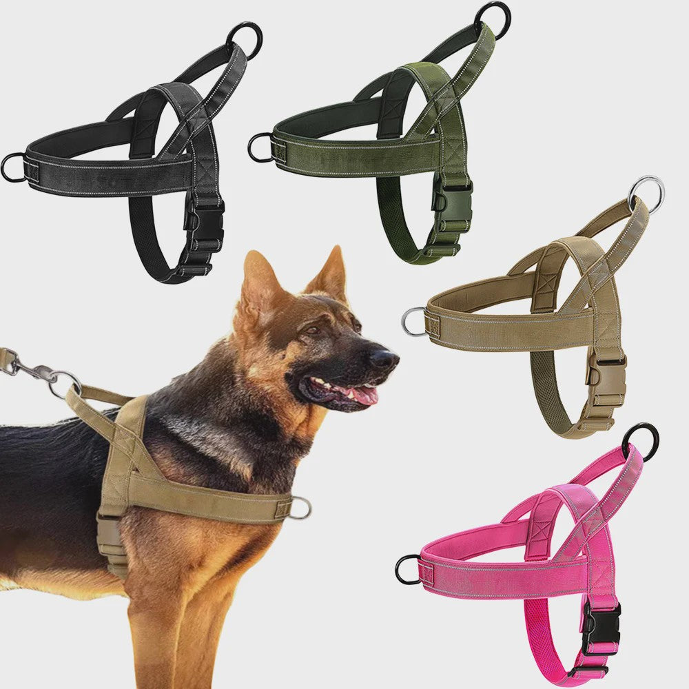 Tactisch Anti-Trek Hondentuig - Verstelbaar 1000D Nylon Vest met Handvat voor Grote Honden, Outdoor Training & Reflecterend