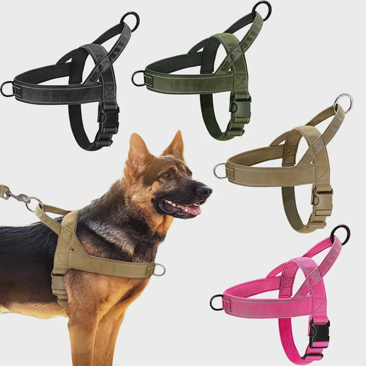 Tactisch Anti-Trek Hondentuig - Verstelbaar 1000D Nylon Vest met Handvat voor Grote Honden, Outdoor Training & Reflecterend