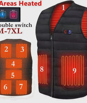 Verwarmd Vest met 9 Zones - Slimme Elektrische Winterjas voor Dames en Heren