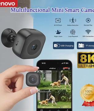 Lenovo Mini WiFi Camera 4K HD Beveiligingscamera met Nachtzicht en Bewegingsdetectie