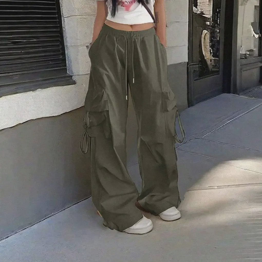 Oversized Cargo Jogger Broek Dames - Vintage Stijl Hoge Taille Zwart
