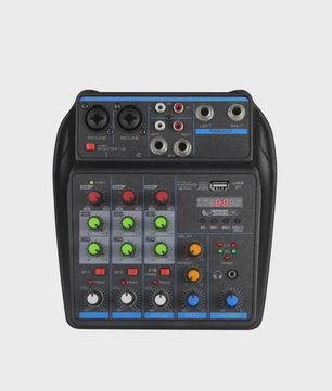 4-Kanaals DJ Mixer Console met Bluetooth, USB en 48V Fantoomvoeding