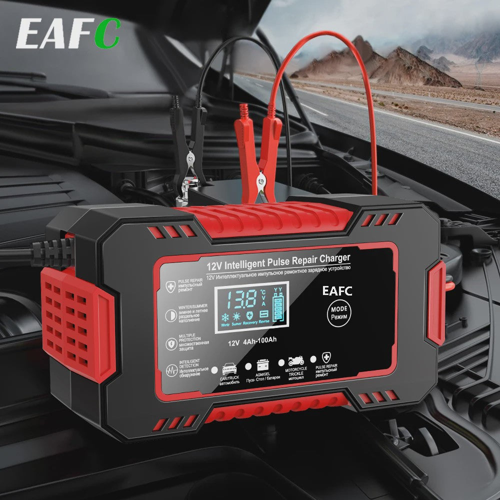 Intelligente 12V 6A Puls Batterijlader met LED Display voor Auto, Moto, Truck