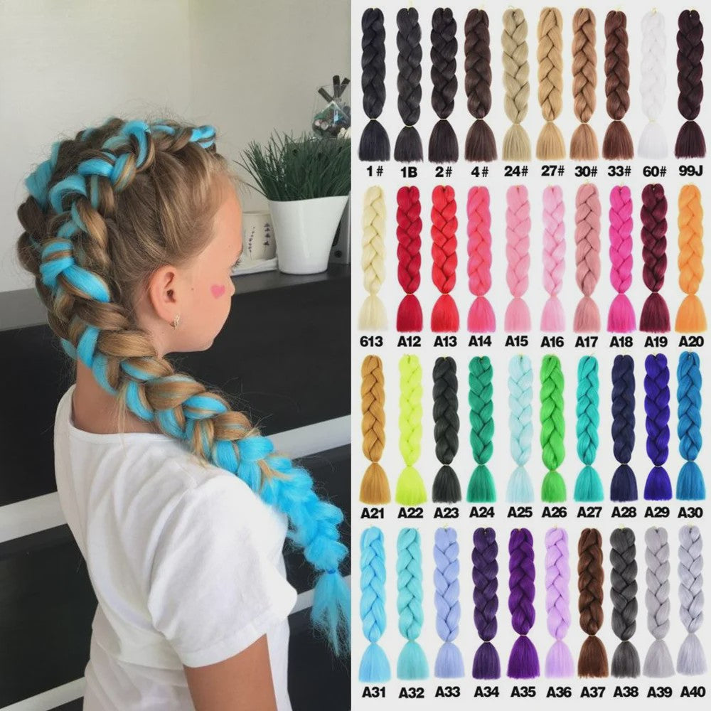 24 Inch Jumbo Braids Haarverlenging - Synthetisch Vlecht Haar in Kleurrijke Tinten