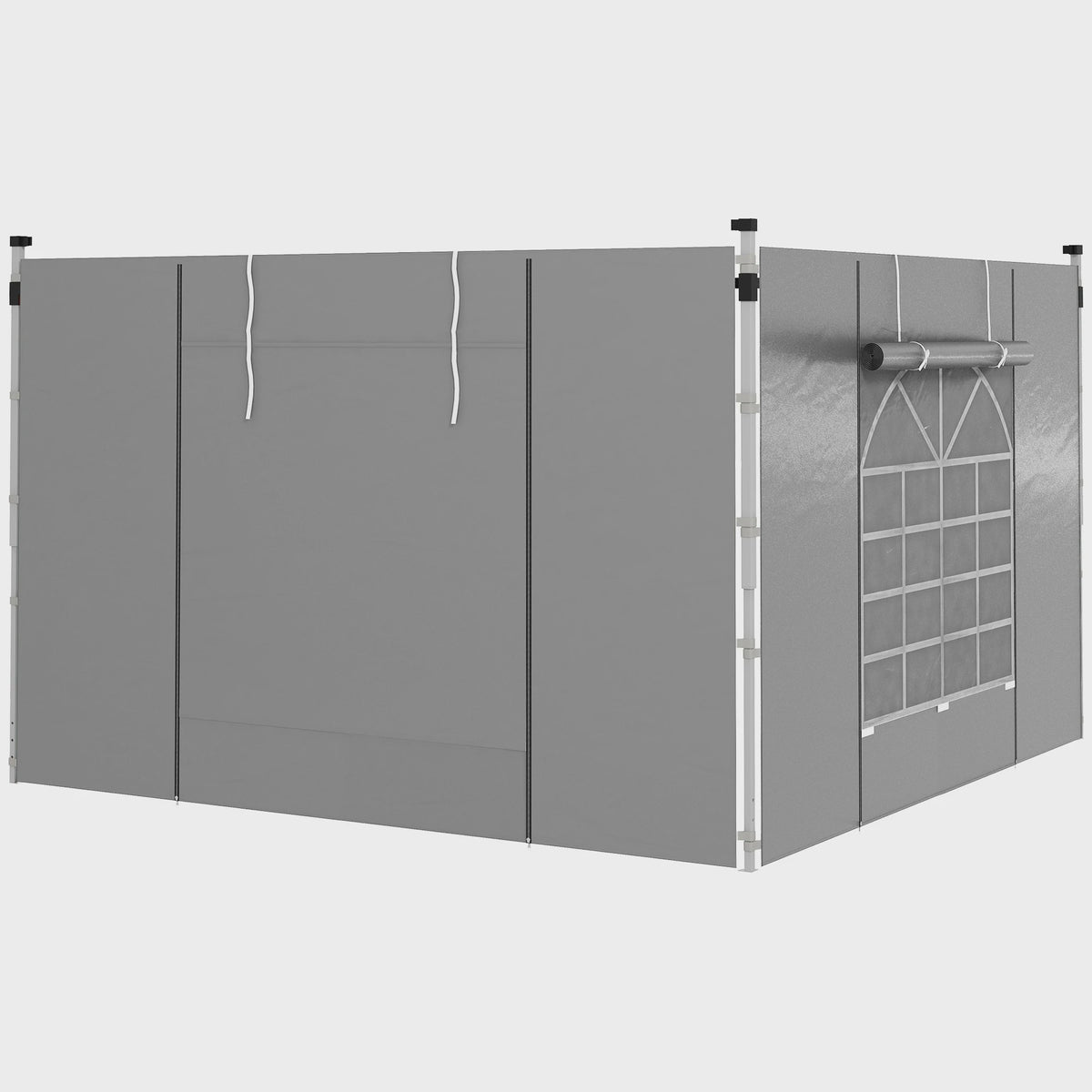 Outsunny Tentzijwanden 300x200 cm met Grijs Raam - 2 Panelen