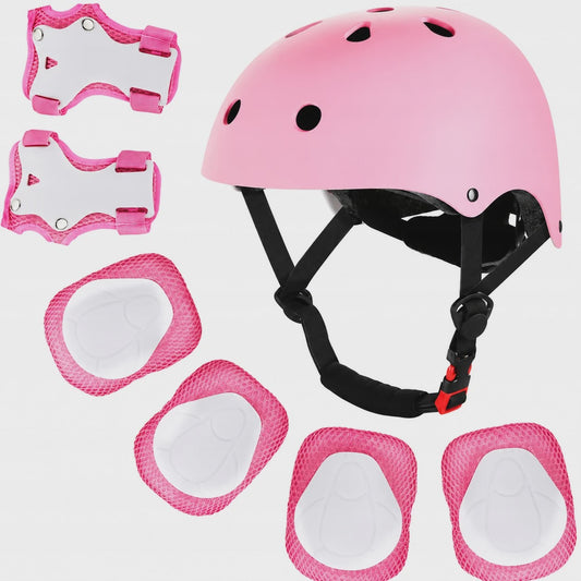 Kinder Helm & Beschermers Set Roze - Verstelbaar voor Fiets, Skateboard, Scooter
