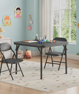 Opvouwbare Kinder Speel- en Studietafel met 2 Stoelen - Zwart